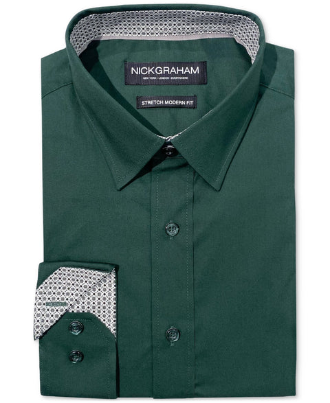 Nick Graham Men's Green Poplin Solid Dress Shirt | Nick Graham In Lebanon