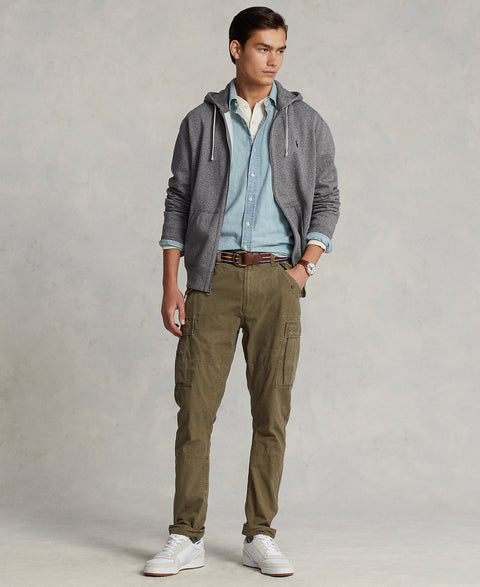 Polo Ralph Lauren Men's Grey Heather Signature Fleece Hooded Jacket | Polo Ralph Lauren In Lebanon