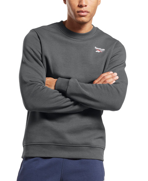 Reebok Men's Gray Identity Vector Regular-fit Logo-print Fleece Sweatshirt | Reebok In Lebanon