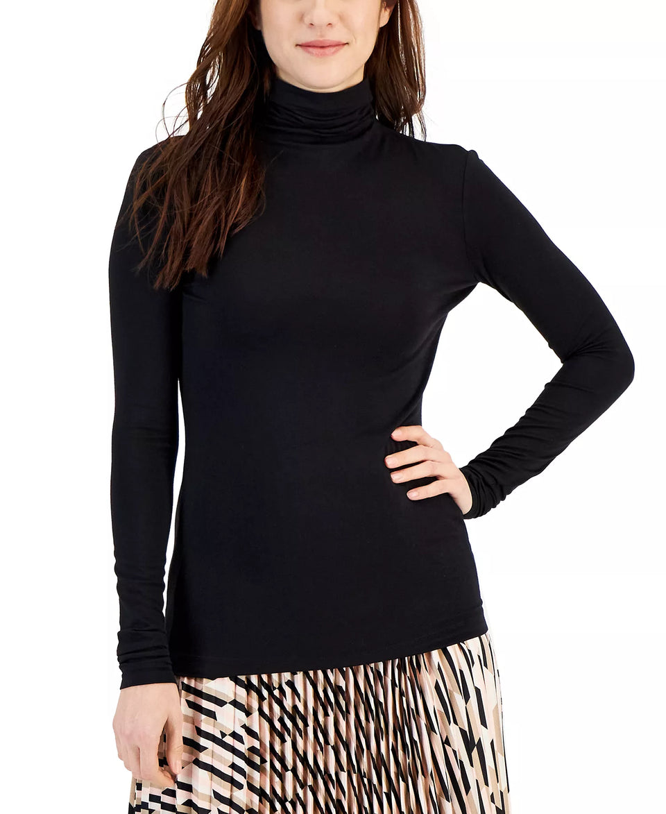 Anne Klein Women's Black Seamless Long-Sleeve Turtleneck Top| Anne Klein In Lebanon