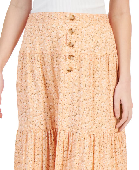 Celebrity Pink Women's Peach Printed Tiered Midi Skirt | Celebrity Pink In Lebanon