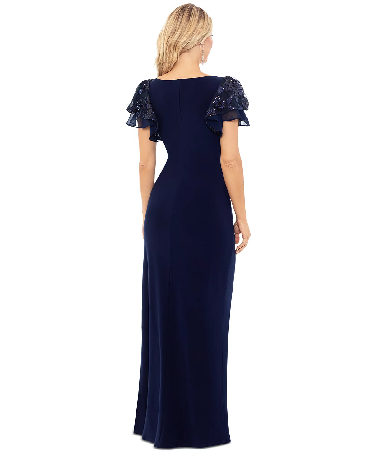 Betsy & Adam Women's Navy Petite Sequin Flutter-Sleeve Sheath Dress | Betsy & Adam In Lebanon