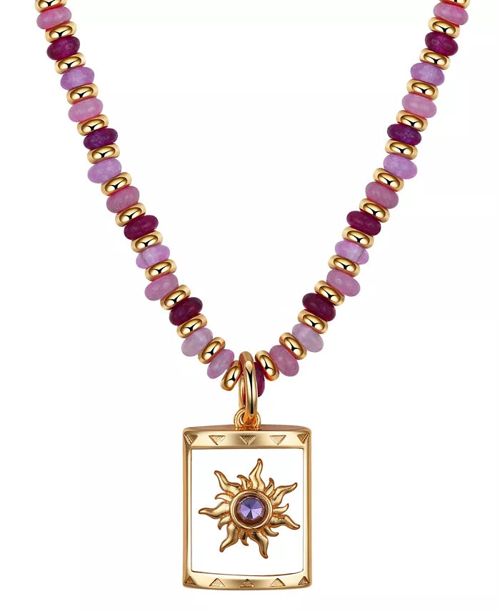 Disney Girl's Princess Tangled Gold-Tone and Purple Bead Sun Pendant Necklace | Disney In Lebanon