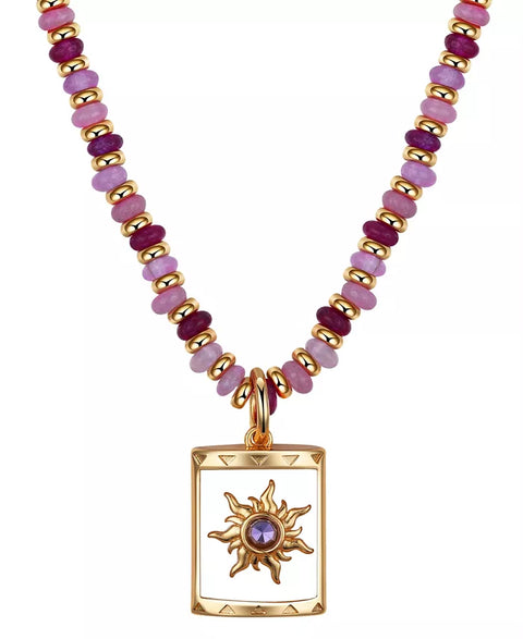 Disney Girl's Princess Tangled Gold-Tone and Purple Bead Sun Pendant Necklace | Disney In Lebanon