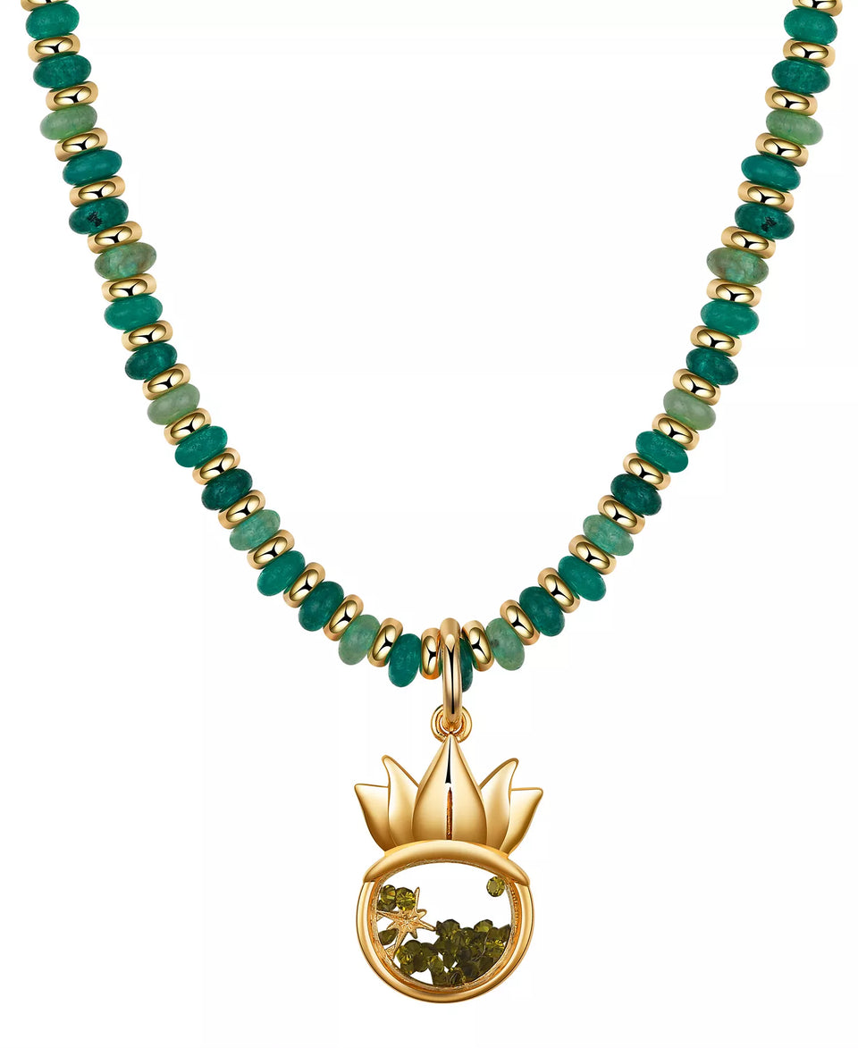 Disney Girl's Princess Tiana Gold-Tone and Green Bead Tiara Pendant Necklace | Disney In Lebanon