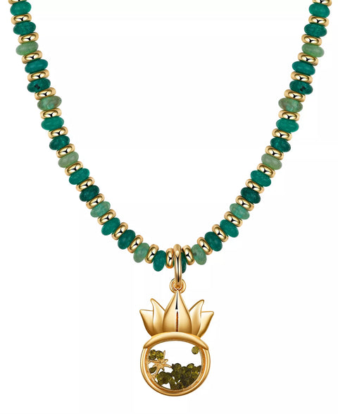 Disney Girl's Princess Tiana Gold-Tone and Green Bead Tiara Pendant Necklace | Disney In Lebanon