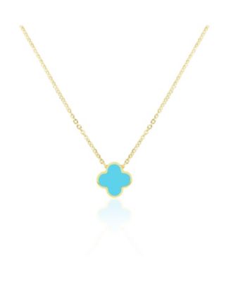 The Lovely Women's Gold Small Turquoise Single Clover Necklace| The Lovely in Lebanon