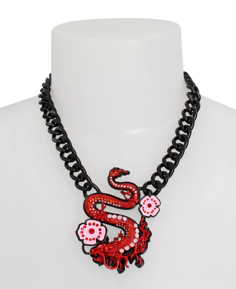 Betsey Johnson Women's Black Faux Stone Dragon Pendant Necklace | Betsey Johnson In Lebanon