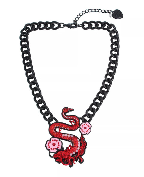 Betsey Johnson Women's Black Faux Stone Dragon Pendant Necklace | Betsey Johnson In Lebanon