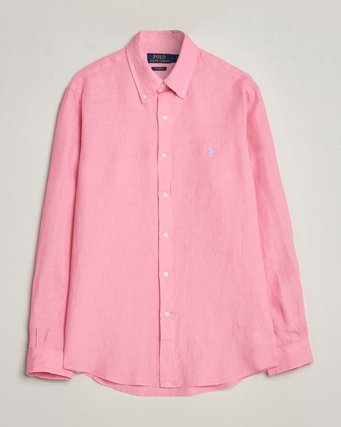 Polo Ralph Lauren Men's Pink Custom Fit Linen Button Down Shirt |Polo Ralph Lauren In Lebanon
