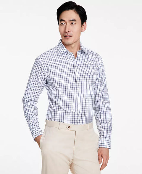 B By Brooks Brothers Men's White Regular-Fit Windowpane Dress Shirt |  B By Brooks Brothers In Lebanon