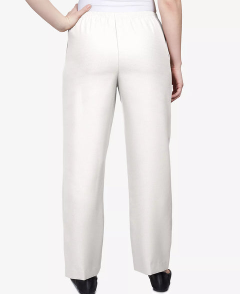 Alfred Dunner Women's White Petite Classics Pull-On Straight-Leg Pants | Alfred Dunner In Lebanon