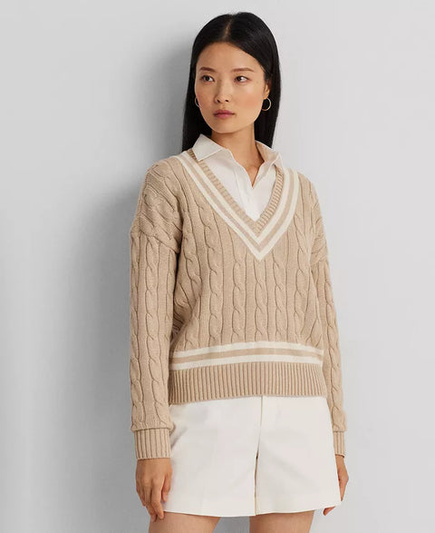 Lauren Ralph Lauren Women's Beige Long-Sleeve Blouse |Lauren Ralph Lauren In Lebanon