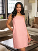 Sinsay Women's Pink Viscose And A Linen Blend Classic Mini Dress | Sinsay In Lebanon