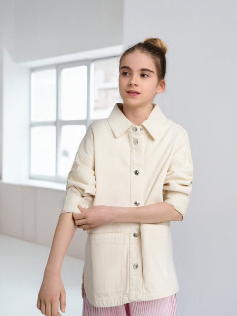 Sinsay Girl's Cream Denim Shirt|Sinsay In Lebanon