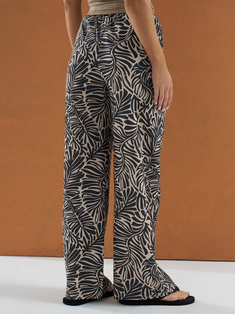 Sinsay Women's Gray & Beige Printed Wide Leg Pant |Sinsay In Lebanon