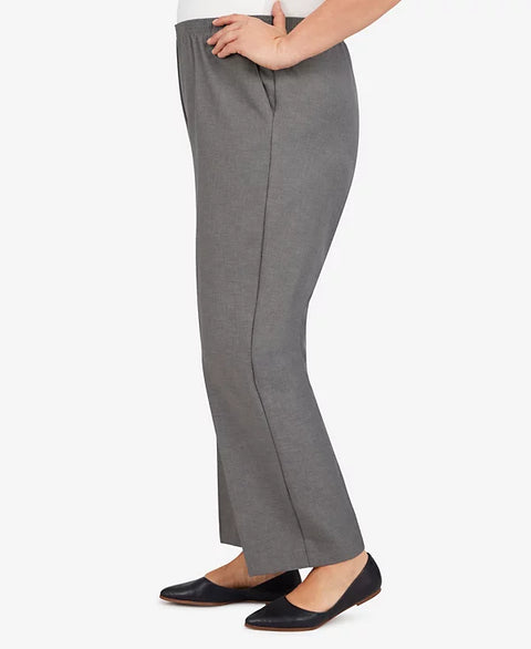 Alfred Dunner Women's Grey Classic Pull-On Straight-Leg Average Length Pants | Alfred Dunner In Lebanon