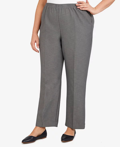 Alfred Dunner Women's Grey Classic Pull-On Straight-Leg Average Length Pants | Alfred Dunner In Lebanon