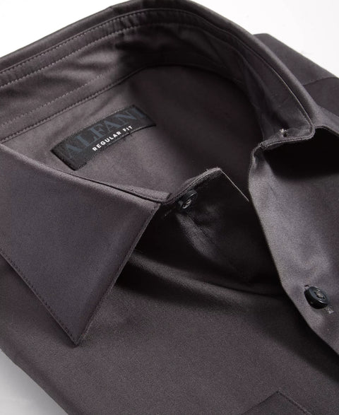 Alfani Men's Dark Grey Regular-Fit Temperature Regulating Solid Dress Shirt | Alfani In Lebanon
