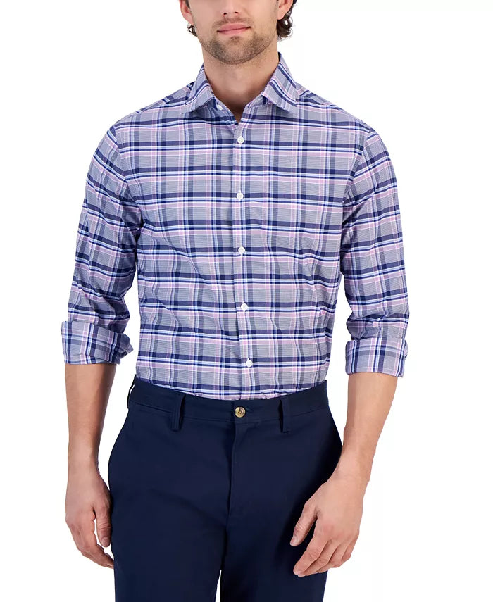Michael Kors Men's Multicolor Checked Slim-Fit Airsoft Plaid Dress Shirt |Michael Kors In Lebanon