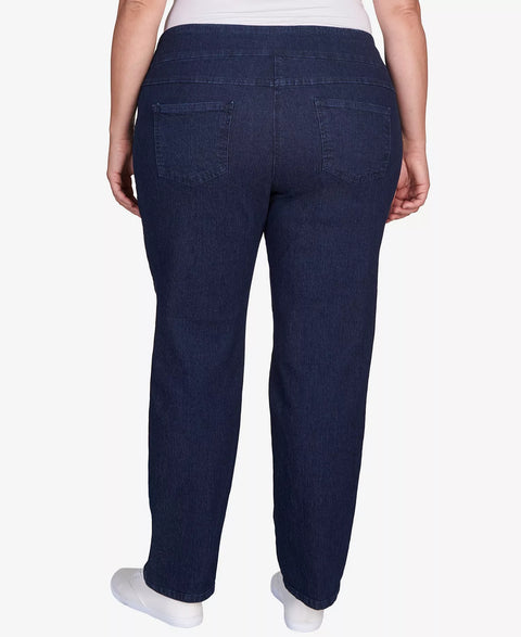 Ruby Rd Women's Navy Plus Size Pull On Denim Pants | Ruby Rd In Lebanon