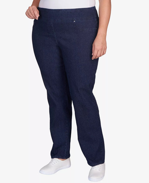 Ruby Rd Women's Navy Plus Size Pull On Denim Pants | Ruby Rd In Lebanon