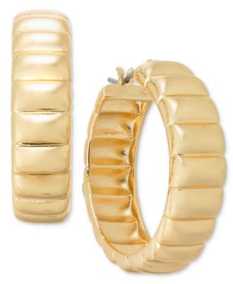 On 34th Women's Gold Texture Medium Hoop Earrings | On 34th in Lebanon