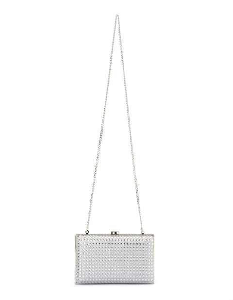 Aqua Women's Silver Inlaid With Sparkling Stones Event Handbag | Aqua In Lebanon