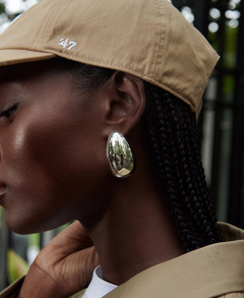 Oma The Label Women's Gold Abstract Tear-Shape Dome Drop Earrings | Oma The Label In Lebanon