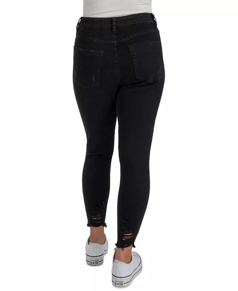 Indigo Rein Women's Black Curvy High-Rise Distress Crop Jeans|Indigo Rein In Lebanon