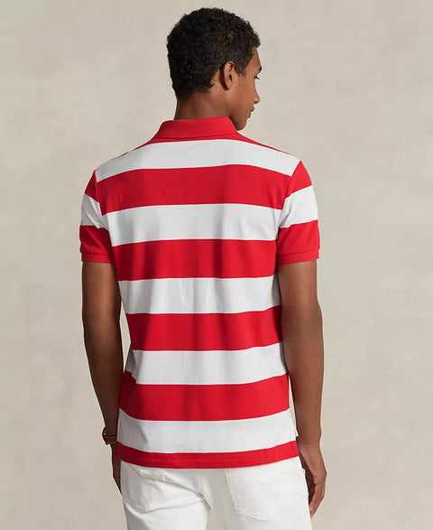 Polo Ralph Lauren Men's Red & White Classic-Fit Striped Mesh Polo T-Shirt |Polo Ralph Lauren In Lebanon