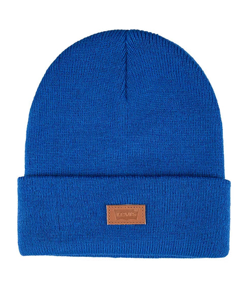 Levi’s Men's Royal Blue All Season Comfy Leather Logo Patch Hero Beanie|Levi’s In Lebanon