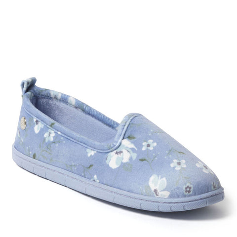 Dearfoams Women's Blue Floral Rachel Velour Closed Back Slippers | Dearfoams In Lebanon