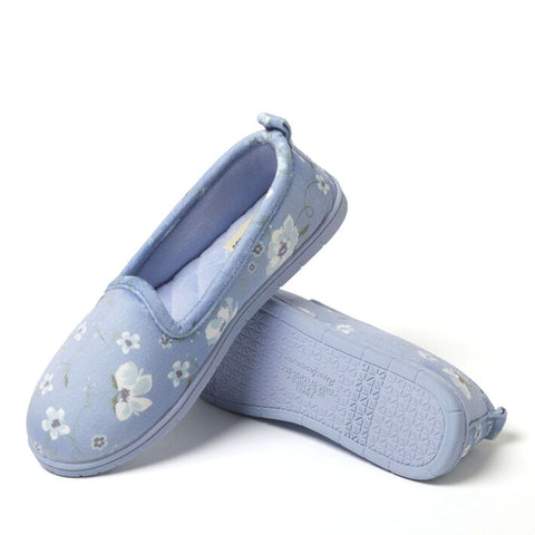 Dearfoams Women's Blue Floral Rachel Velour Closed Back Slippers | Dearfoams In Lebanon