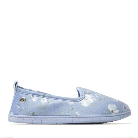 Dearfoams Women's Blue Floral Rachel Velour Closed Back Slippers | Dearfoams In Lebanon
