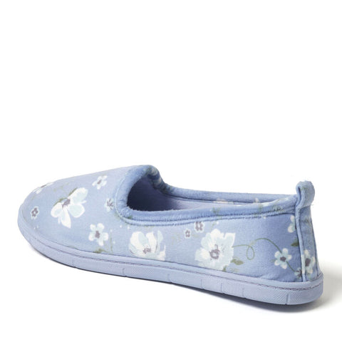 Dearfoams Women's Blue Floral Rachel Velour Closed Back Slippers | Dearfoams In Lebanon