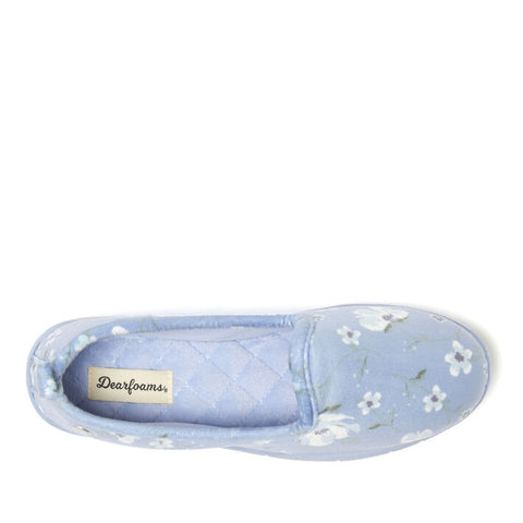 Dearfoams Women's Blue Floral Rachel Velour Closed Back Slippers | Dearfoams In Lebanon