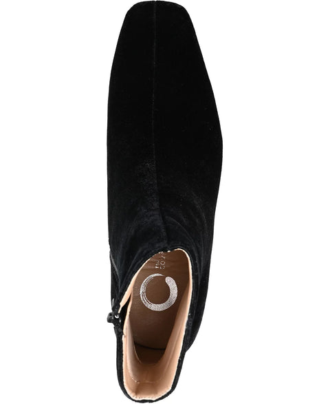 Journee Collection Women's Black Hazara Velvet Block Heel Dress Booties | Journee Collection In Lebanon