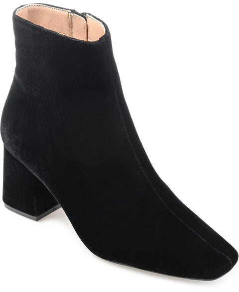 Journee Collection Women's Black Hazara Velvet Block Heel Dress Booties | Journee Collection In Lebanon