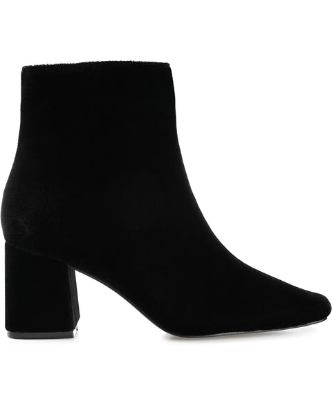Journee Collection Women's Black Hazara Velvet Block Heel Dress Booties | Journee Collection In Lebanon