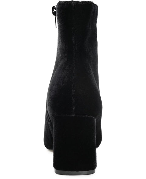 Journee Collection Women's Black Hazara Velvet Block Heel Dress Booties | Journee Collection In Lebanon