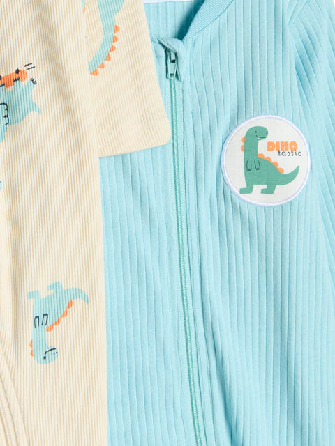 Sinsay Baby Boy's Blue/Beige Rompers With Dino Print 2-pack | Sinsay In Lebanon