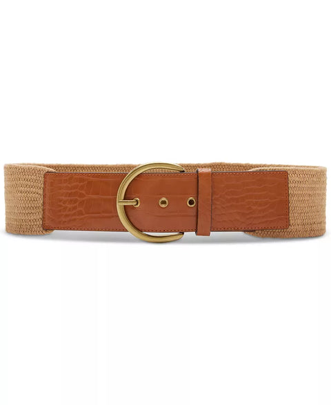 Steve Madden Women's Beige Croc-Embossed Stretch Belt | Steve Madden In Lebanon