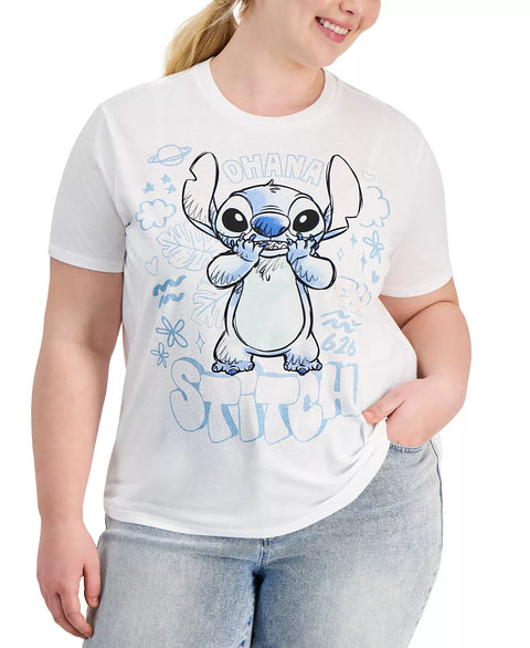 Disney Women's White Stitch Graffiti Crewneck T-Shirt | Disney In Lebanon