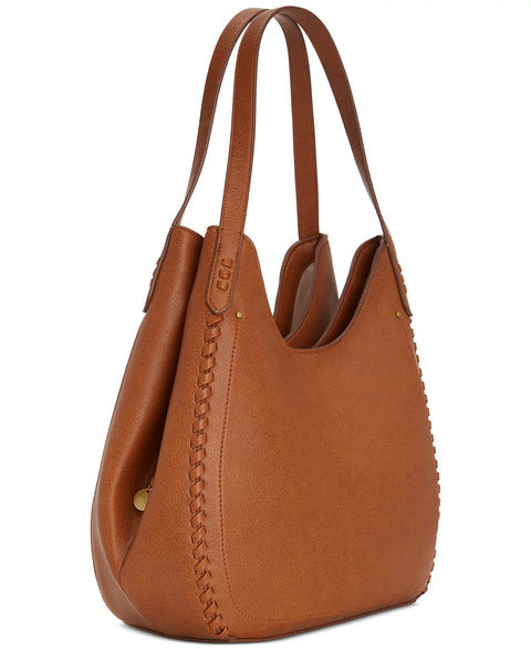 Style & Co Women's Brown Whip-Stitch Soft 4-Poster Tote Shoulder Bag | Style & Co In Lebanon