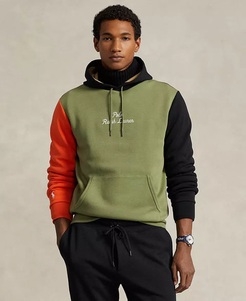 Polo Ralph Lauren Men's Green Multi Color-blocked Logo Double-knit Hoodie   | Polo Ralph Lauren  in Lebanon