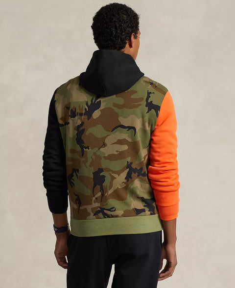 Polo Ralph Lauren Men's Green Multi Color-blocked Logo Double-knit Hoodie   | Polo Ralph Lauren  in Lebanon