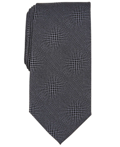 Black patterned tie on a white background