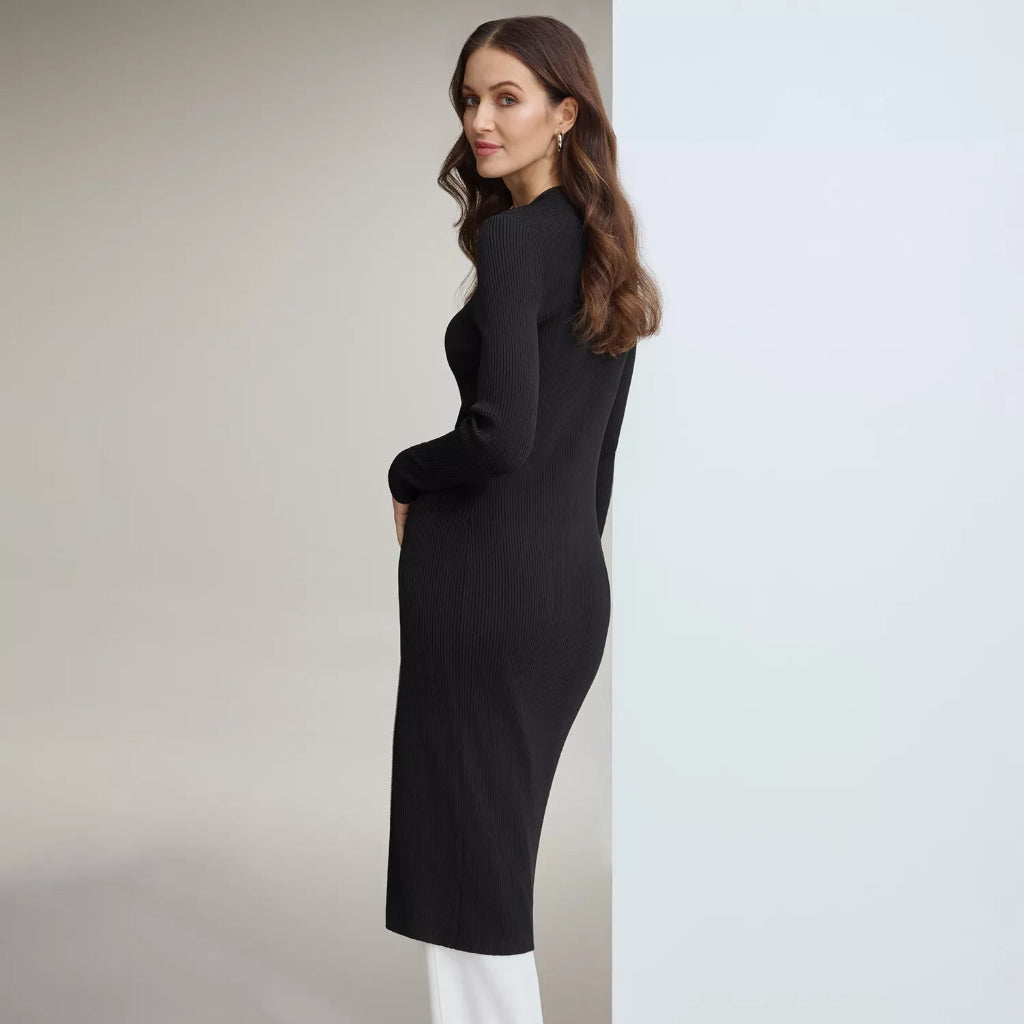 DKNY Women's Black Zip-Front Cardigan Dress
