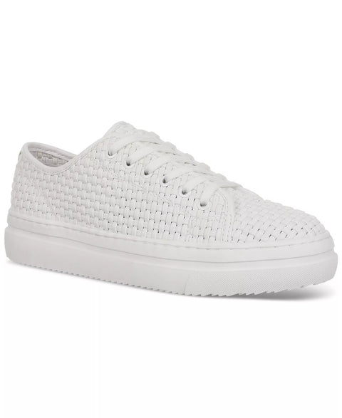 On 34th Women's White Lusille Woven Lace-Up Sneakers | On 34th In Lebanon